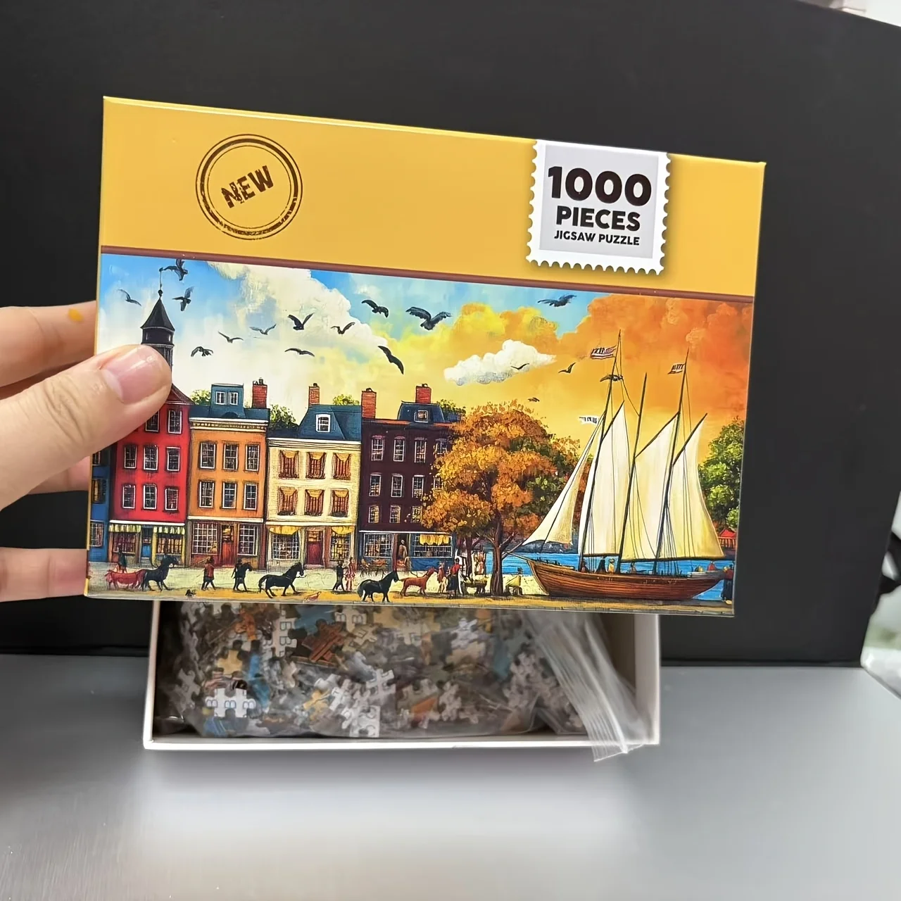 

1000pcs Mini Jigsaw Puzzle for Adults - Cute Cat on Windowsill with Boats Home Decoration Perfect Christmas Gifts