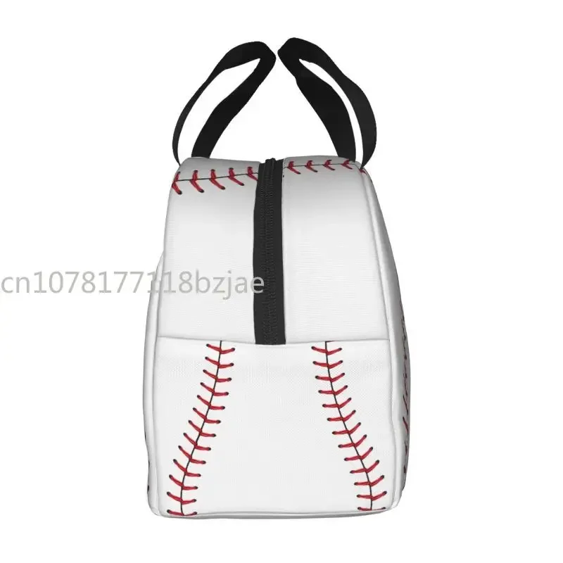 Softball Baseball Lace Lunch Bag Women Reusable Cooler Thermal Insulated Lunch Box for Outdoor Camping Travel Food Bento Box