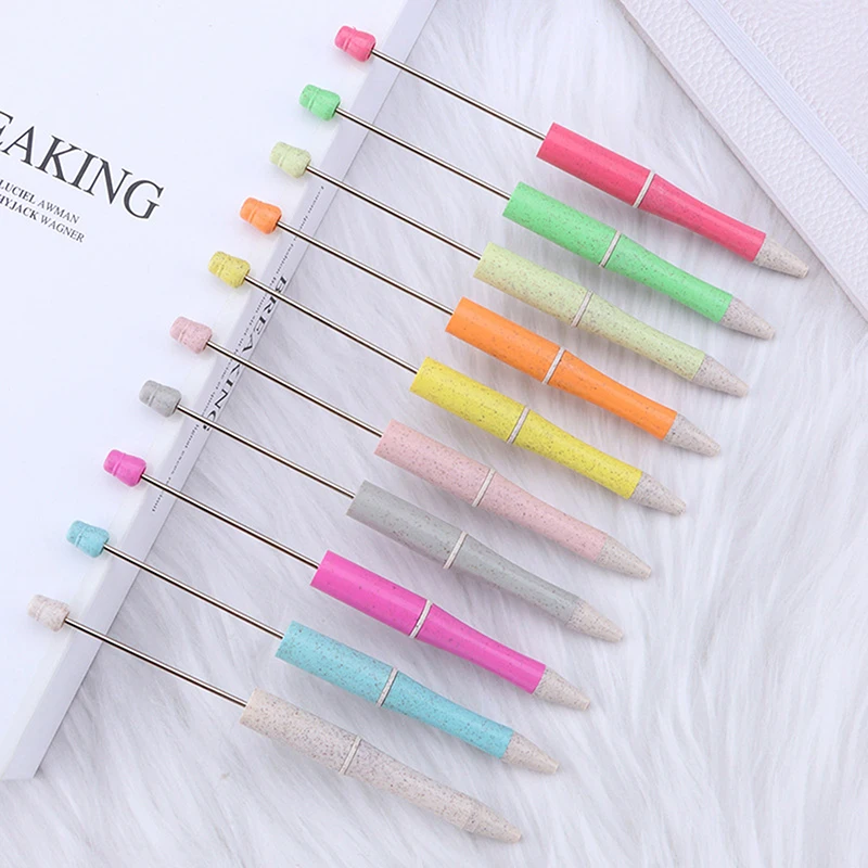 

Wheat Straw Beaded Black Ballpoint Pen Diy Custom Beadable Pen Personalized Gifts School Office Writing Supplies Stationery