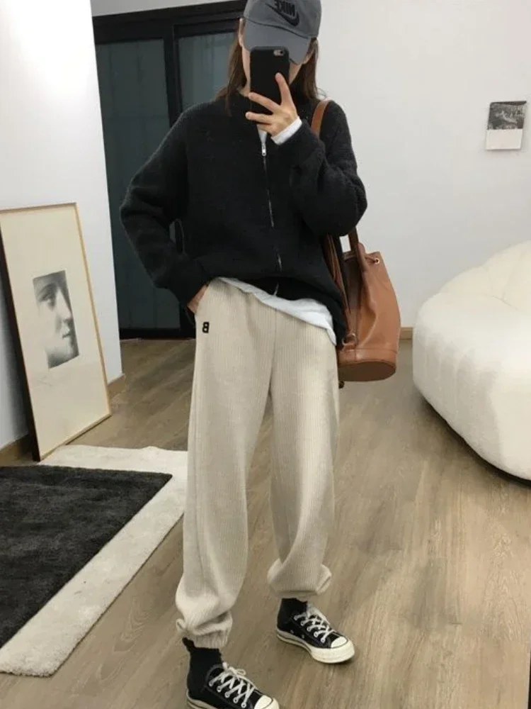 

Cardigan Women Classic Simple Retro Pure All-match Loose Zipper Autumn Fashion Ulzzang Sweater Students Preppy Style Daily Warm