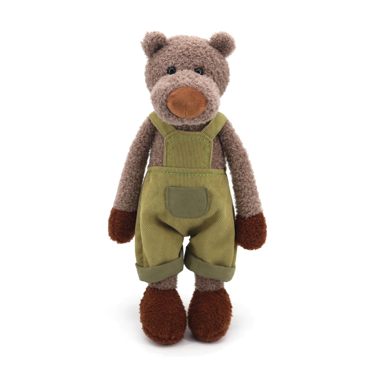 

Adorable Brown Teddy Bear Plush Toy Khaki Corduroy Overalls Stuffed Animal Doll Children Gift Bedroom Decor Fluffy Cartoon Bear