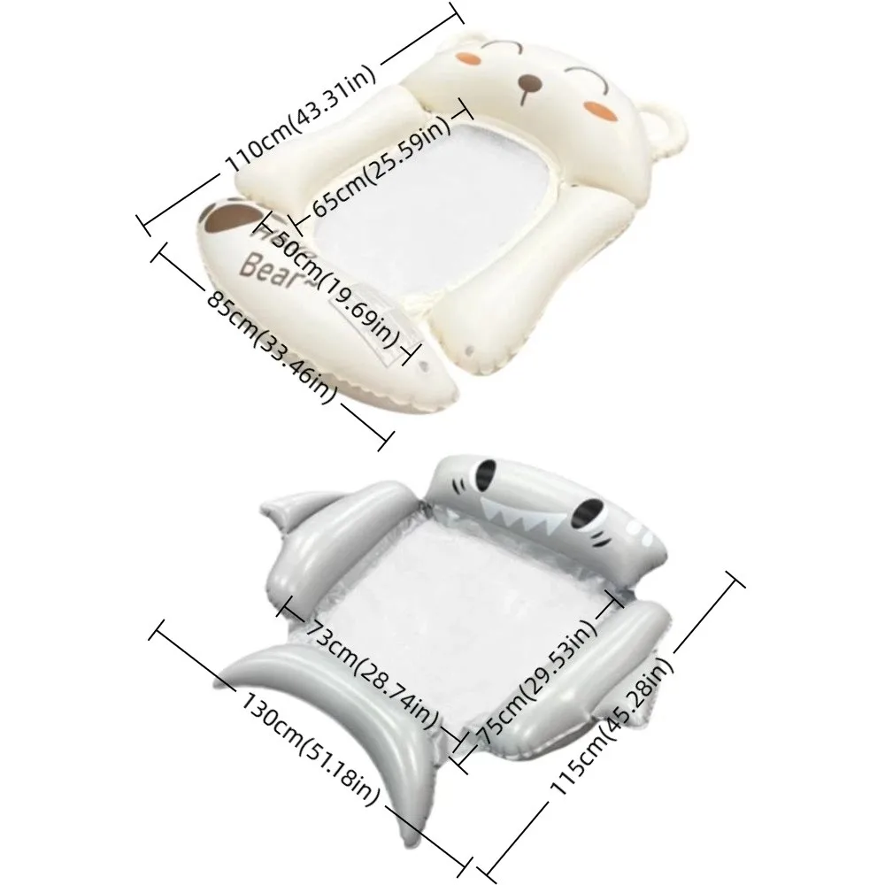 Cartoon Bear Design Inflatable Float Large Size Foldable Floating Bed 4-Tube Structure Thickened PVC Pool Float Outdoor Garden view 6