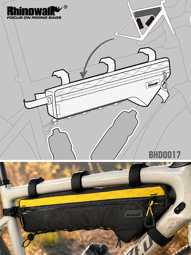 

Rhinowalk Bike Triangle Bag Frame Bag Water-Resistant 2.4L for MTB Road Gravel Bike Side Bottle Cage Compatible Bikepacking 2026