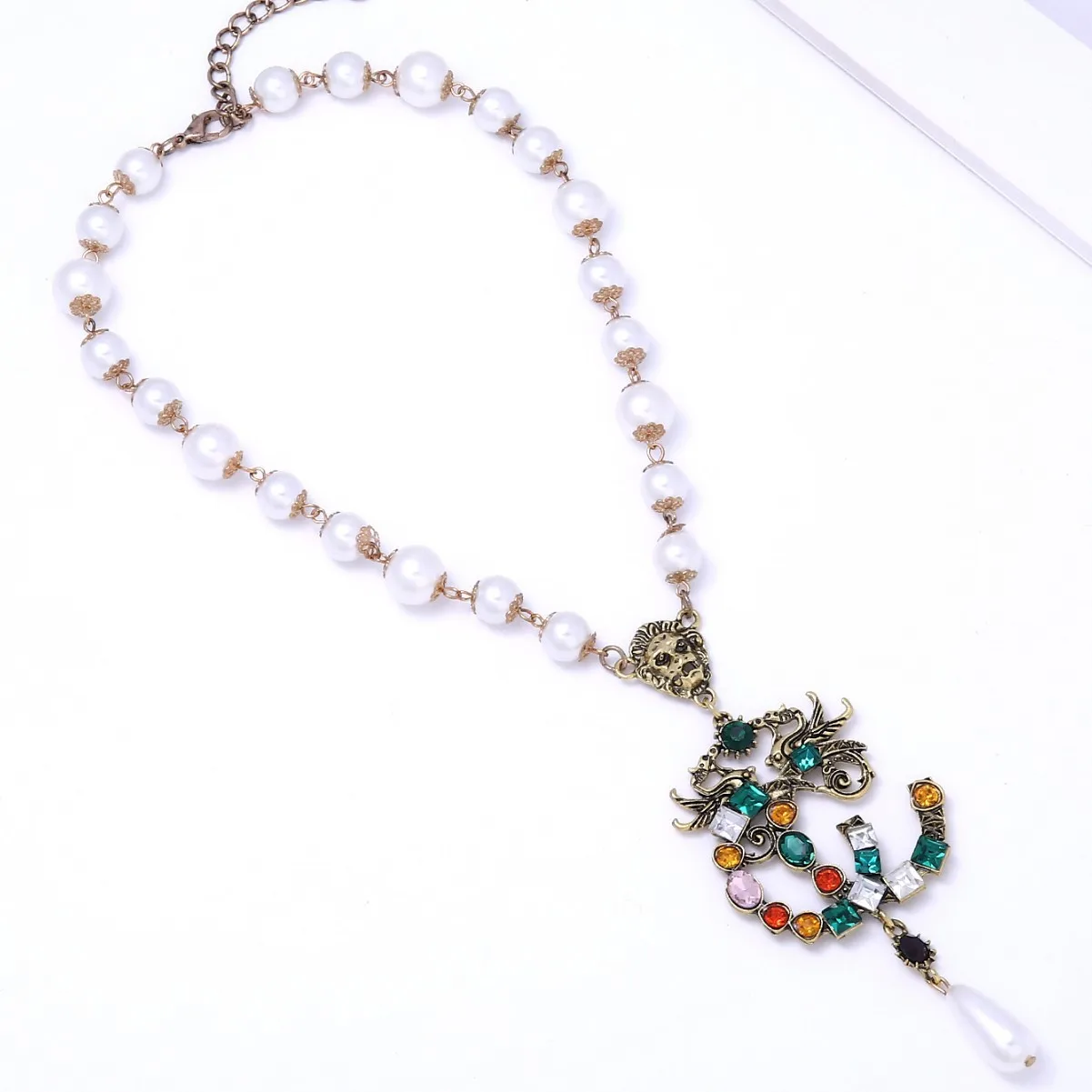 New Chinese style tall imitation pearl necklace niche non-collision temperament versatile sweater chain women's retro temperamen