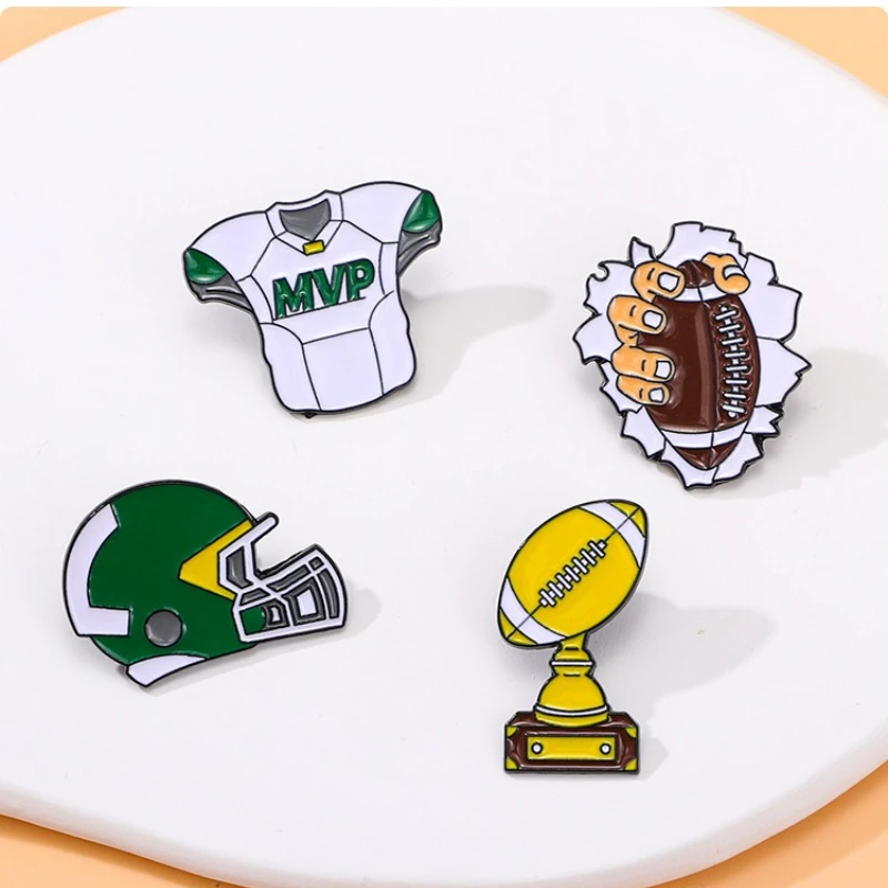 New Rugby Football MVP Brooch Metal Pin Creative Badge DIY for Clothes Bags Shoes Hat Scarf T-shirt