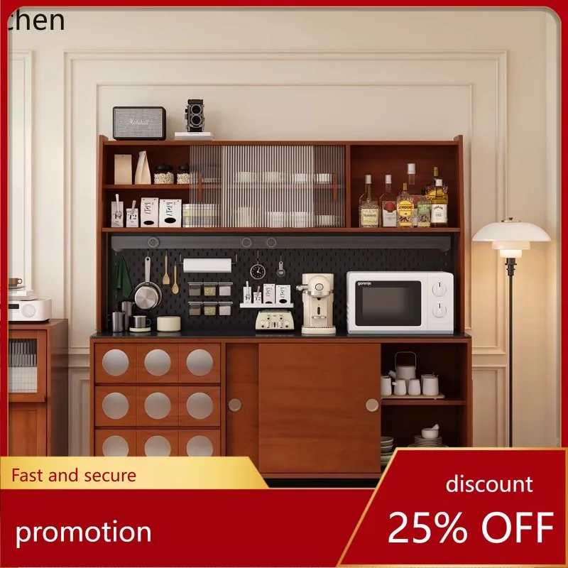 

ZML Solid Wood Vintage Sideboard Integrated Wall-Mounted Rock Board Tea Cabinet Retro Storage Cabinet