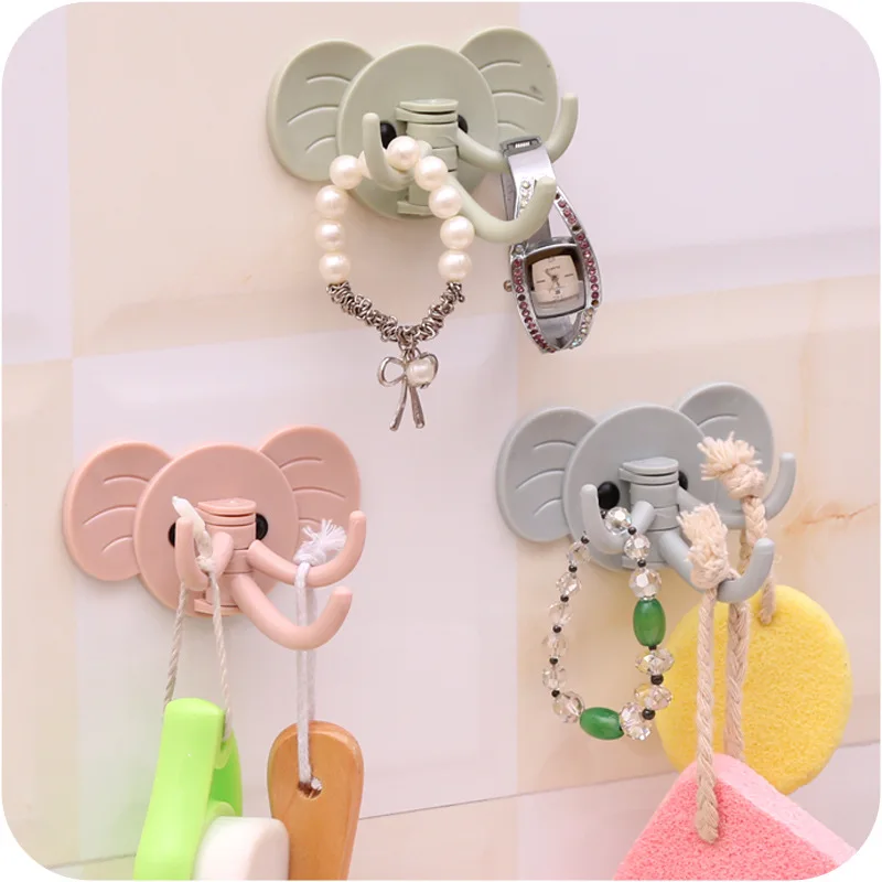 Elephant Self-adhesive Hook Kitchen Creative Lovely Elephant Multi-function Hook Bathroom Door Nail-free Hook key Jewelry Hook