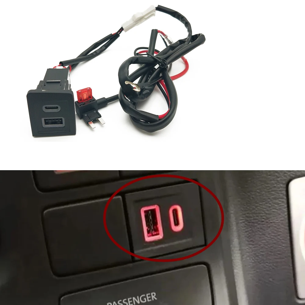 1PC Car USB Charger QC3.0 PD Quick Charge Socket Auto Phone Charging Adapter Fit For Volkswagen Multivan T5 2008-2012