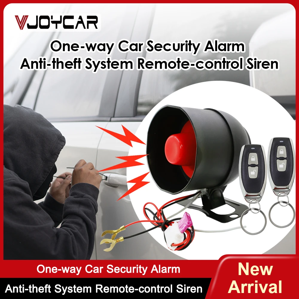 Vjoycar Smart System for Car Alarm Wireless Siren One-way with RC Finding Car Vibration Sensor Immobilize Security Protection