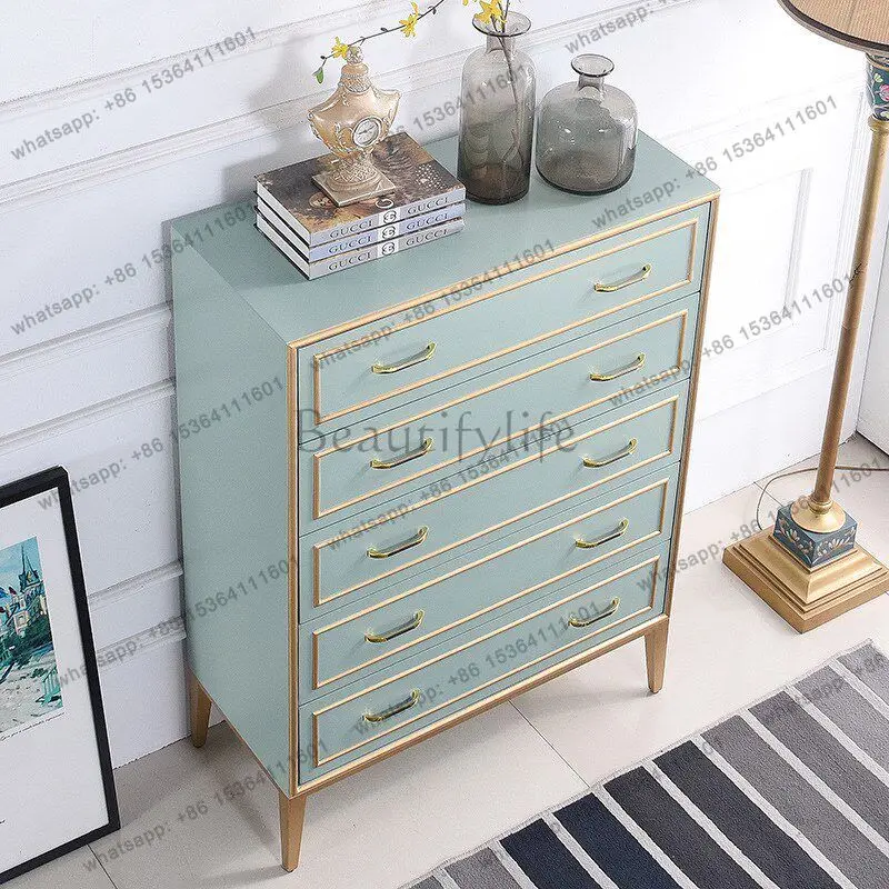 

American light luxury chest of drawers Italian bedroom modern simple solid wood drawer living room side cabinet
