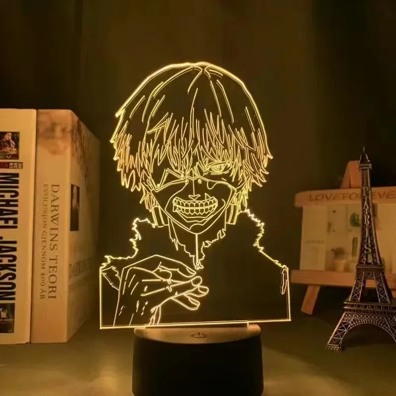 Anime Tokyo Ghoul Ken Kaneki 3D Led Lamp for Bedroom Decor Nightlight Cool Birthday Gift Tokyo Ghoul FigureS Acrylic Night Lamp