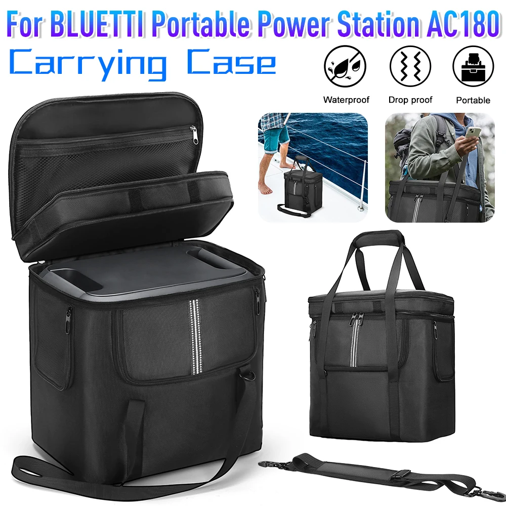 

Carrying Case for BLUETTI Portable Power Station AC180 Waterproof Travel Storage Bag with Shoulder Strap & Handle