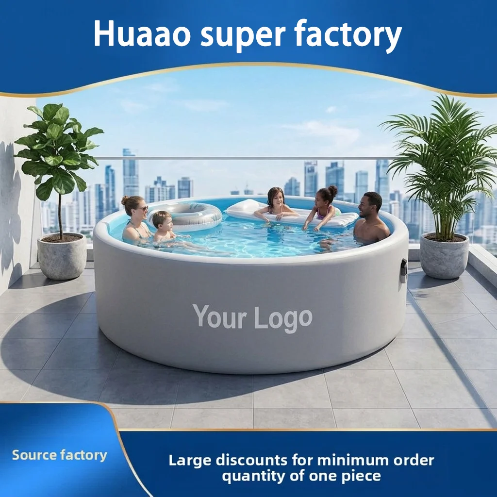 Custom Round Inflatable Swimming Pool with Filter PVC Material Folding Design for Home Outdoor Use