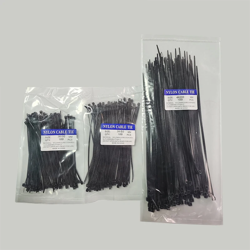 

300pcs Nylon Cable Self-locking Plastic Wire Zip Ties Set 3*100 3*150 4*200 Industrial Supply Fasteners Ring& Hardware Cable