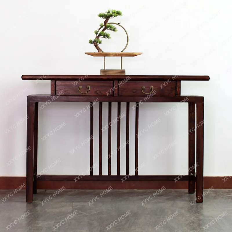XX L1*Modern New Chinese Old Elm a Long Narrow Table Solid Wood Zen Furniture Entrance Cabinet Walnut Altar