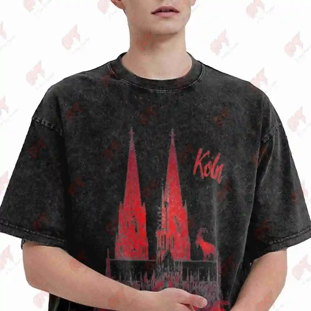 Cologne Geibock Cathedral Vintage Washed Tee Pure Cotton T-Shirt