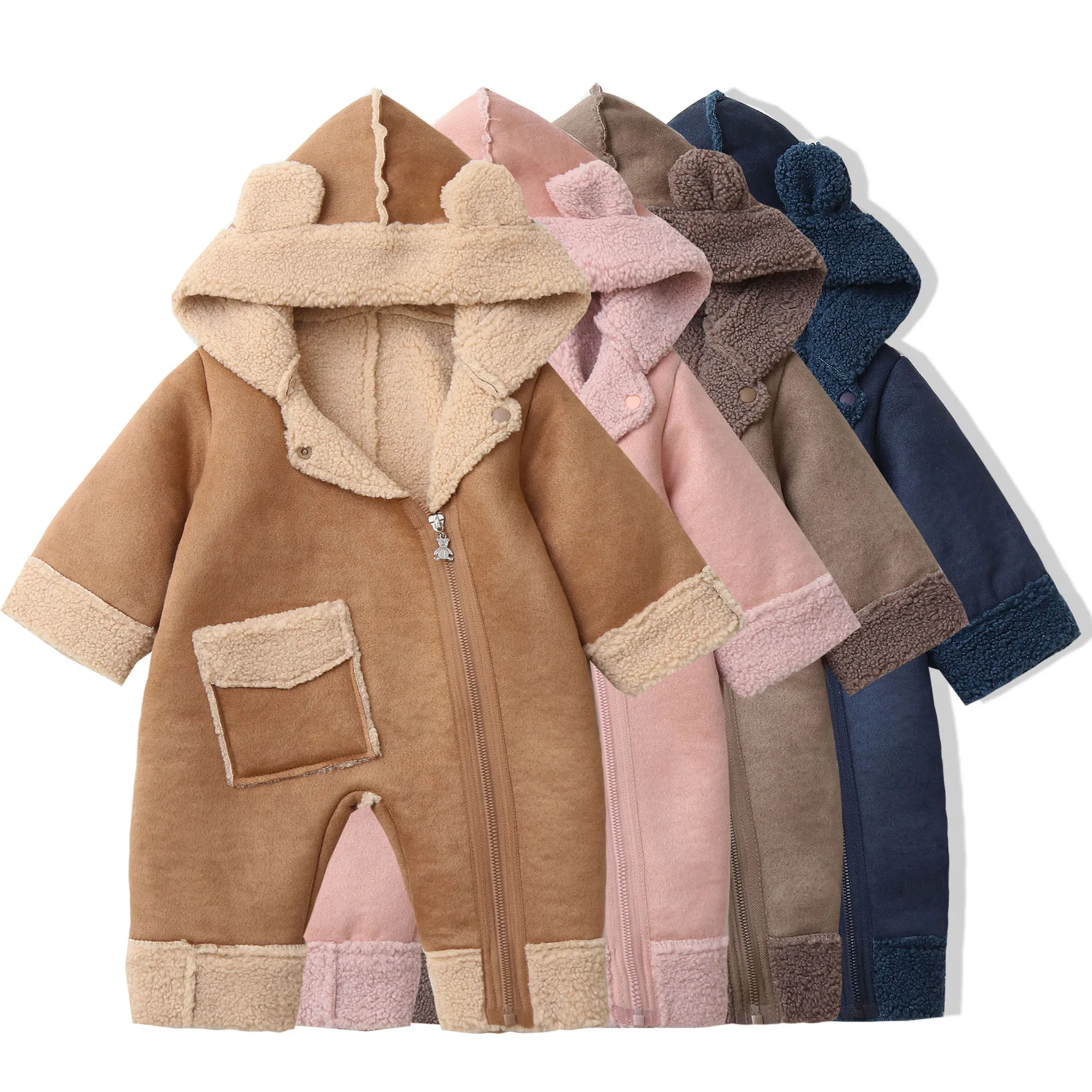 Outdoor Wear 2025 Winter New Rompers Jackets Coats Hooded Jumpsuit Crawling Clothing Outerwear Kids Children Climbing Suit