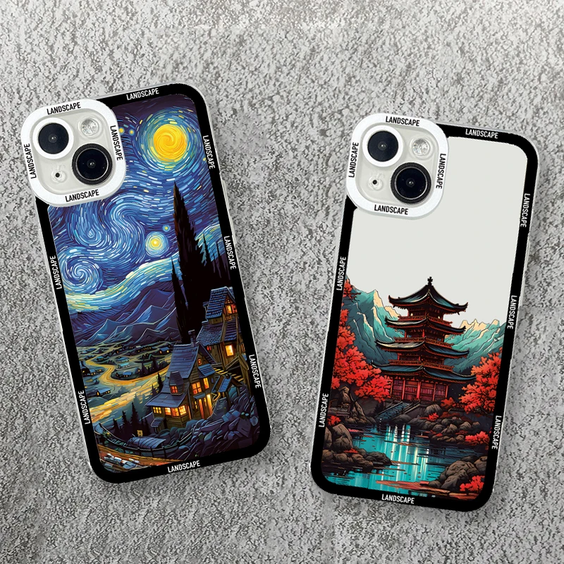 Creative Mountains Landscape Scenery Phone Case For Xiaomi Poco X6 F5 X5 X3 M6 Pro Mi 13T 14 13 12 11 Lite 12T Pro Clear Cover