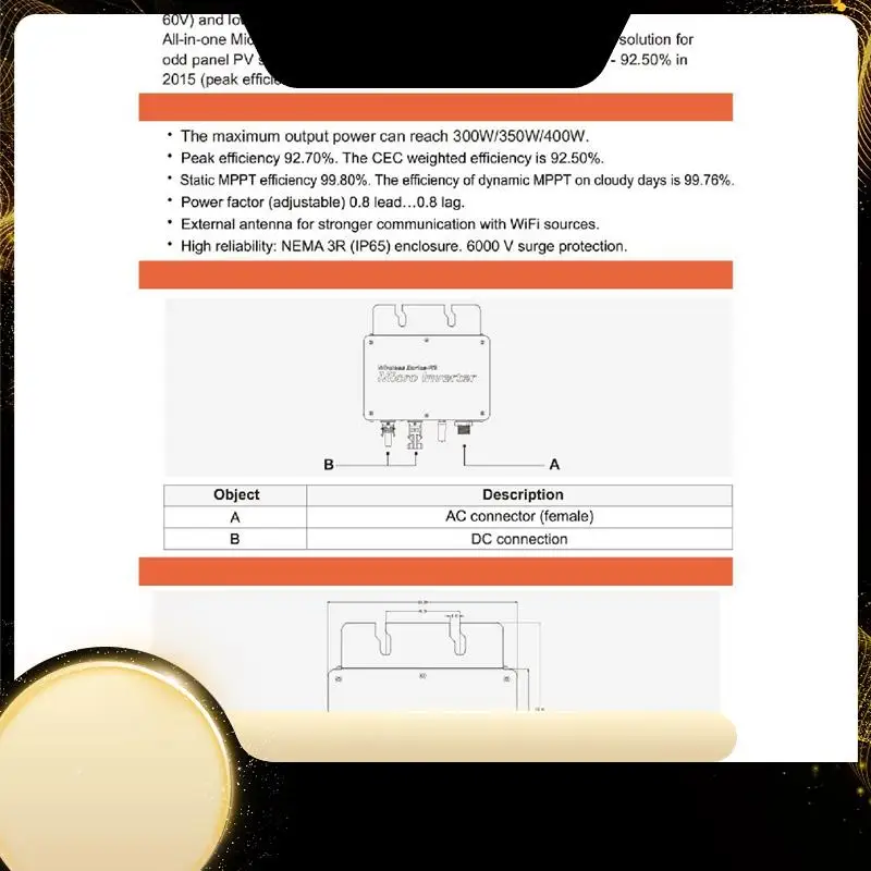 MPPT Grid Tie Solar PV Inverter With Tuya APP Micro-Type PV Solar Converter DC22-60V To AC220V 110V For PV Panels