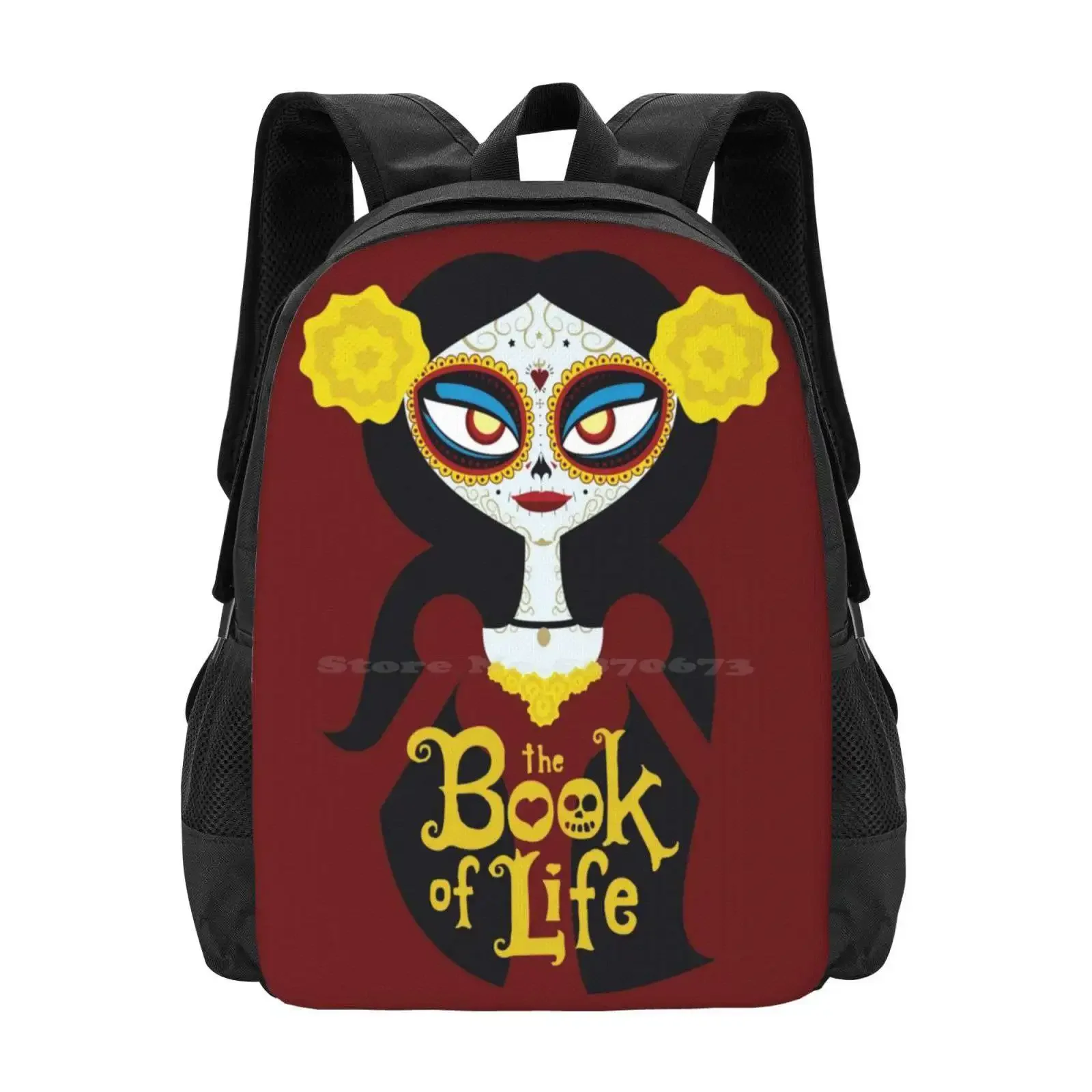 La Muerte Hot Sale Schoolbag Backpack Fashion Bags La Muerte The Book Of Life Movie Sugar Skull Dia De Los Muertos Reaper Fan