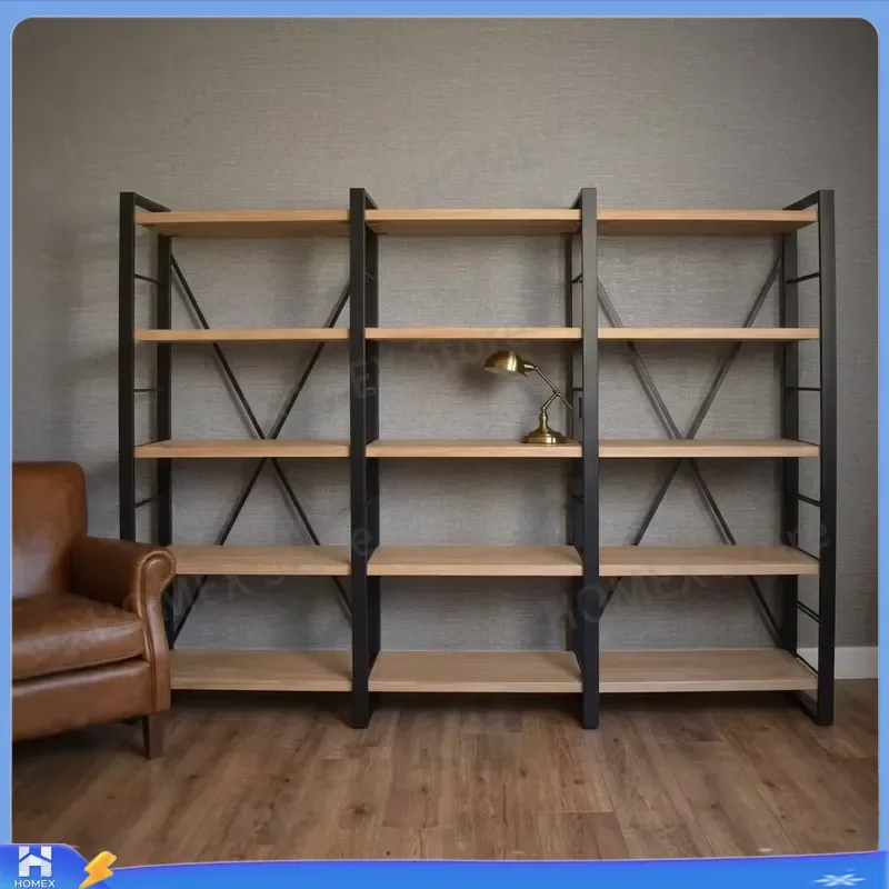 15 Tier Wooden Bookshelf Vintage Floor Standing Storage Rack KD RTA Easy Assembly Display Shelf for Living Room Home Office