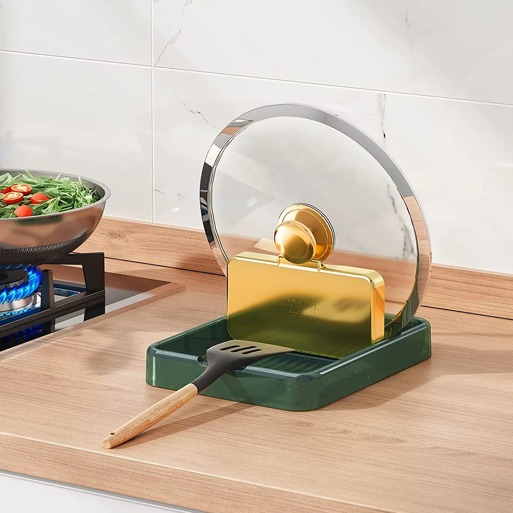 

Kitchen Spoon Rest Wear-Resistant Lid Organizer Desktop Lid Stand Space Saving Rack Pots and Pans Organizer Kitchen Spoon Rest