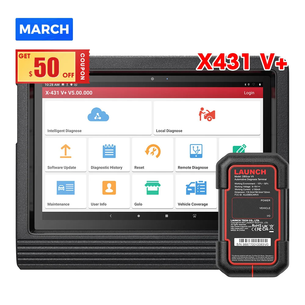 

launc X431 V+ V5.0 10.1 Inch Wifi Bluetooth Global Version Full System Diagnostic Tool Bidirectional Key Coding with DBScar VII