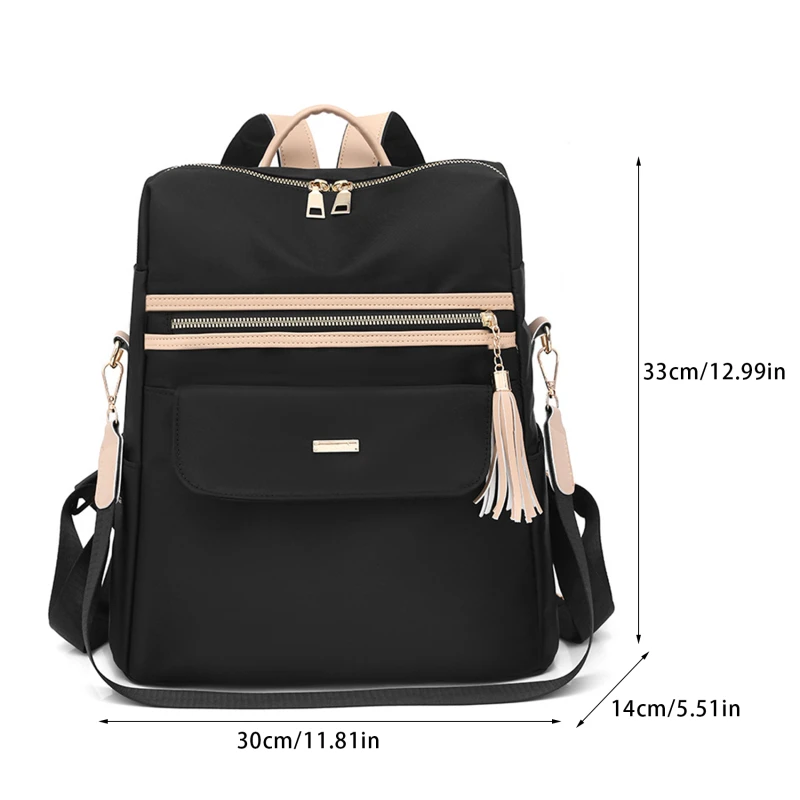 2024 Women Backpack Travel Casual Waterproof Oxford Shoulder Bags Female Large Capacity Handbag Rucksack Black Purse School Pack