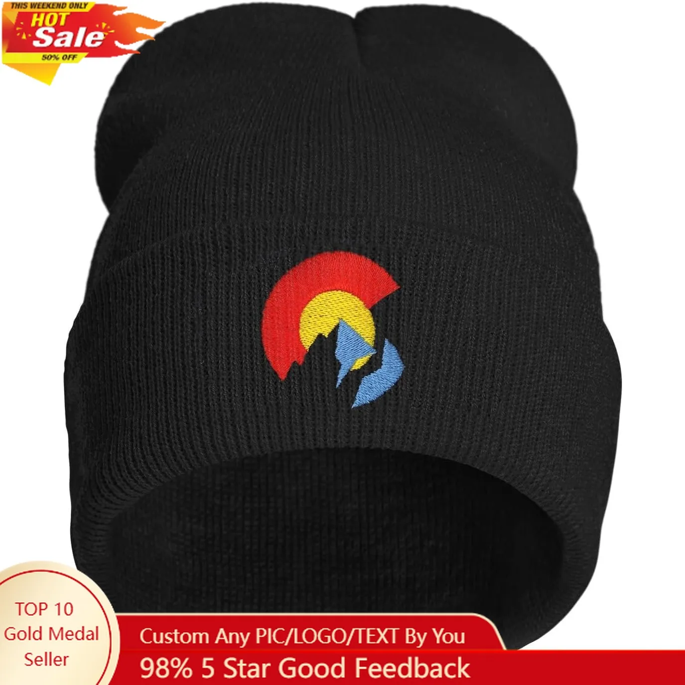 

Embroidery Beanie for Men & Women, Multi-Season Stretch Skull Knit Hats, Winter Warm Beanie