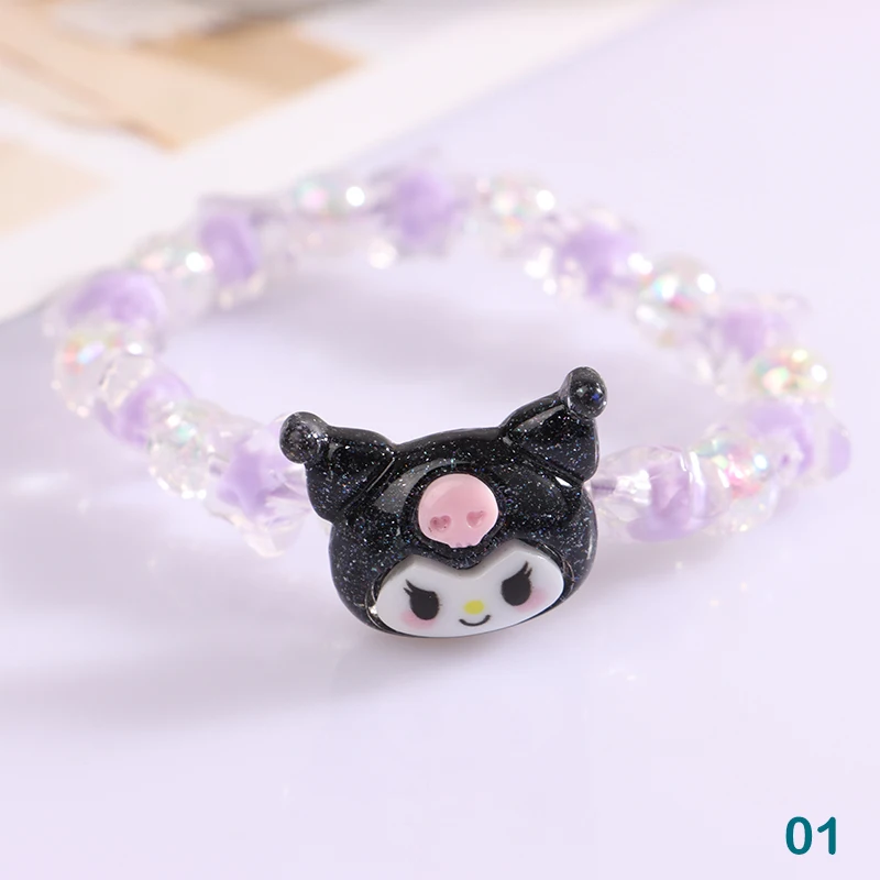 Hot Anime Sanrio Crystal Bracelet Kuromi My Melody Cinnamoroll Cartoon Couple Bracelet Leather Band Toys For Girl Birthday Gift