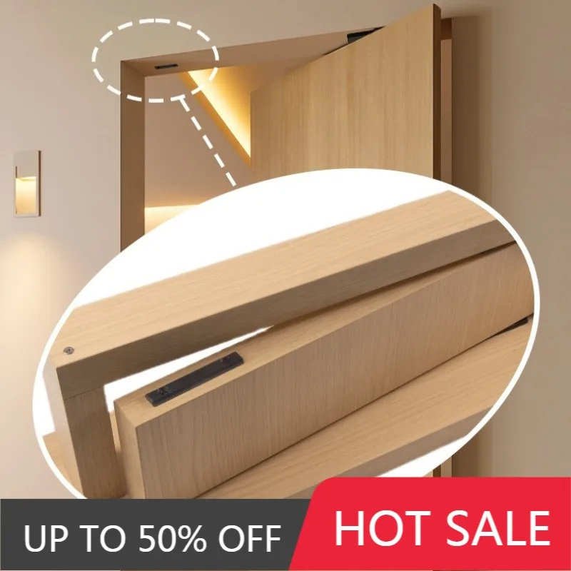 Automatic Positioning Pivot Door Magnetic Stop Anti Collision Double Swing Doors No Groove Top Mounted Hardware For Interior