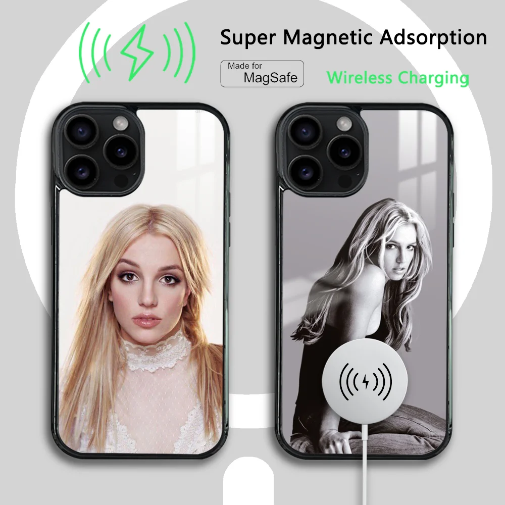 Singer B-Britney Spears Phone Case For iPhone 15 14 13 12 11 Pro Max Plus Mini Mirror Magnetic Cover Magsafe iPhone Case Funda