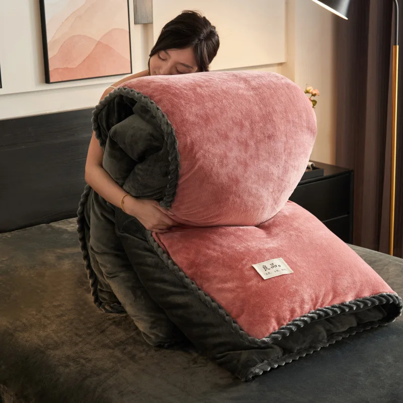 

Black gold milk fleece solid color quilt cover single piece winter thickened warm quilt cover, excluding quilt core