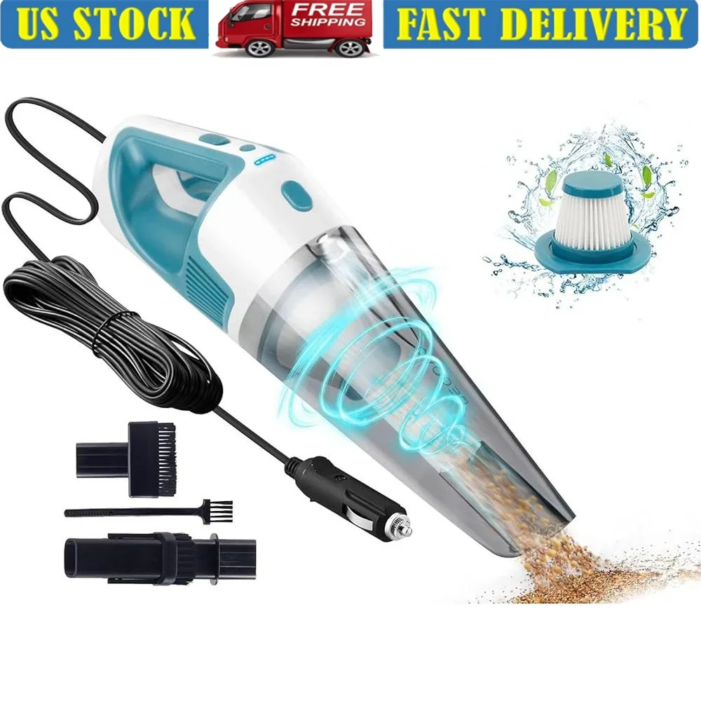 Portable Car Vacuum Cleaner 9000PA Suction Wired DC 12V Handheld Vacuum 800ML Dust Cup HEPA Filter Car Cleaning Kit