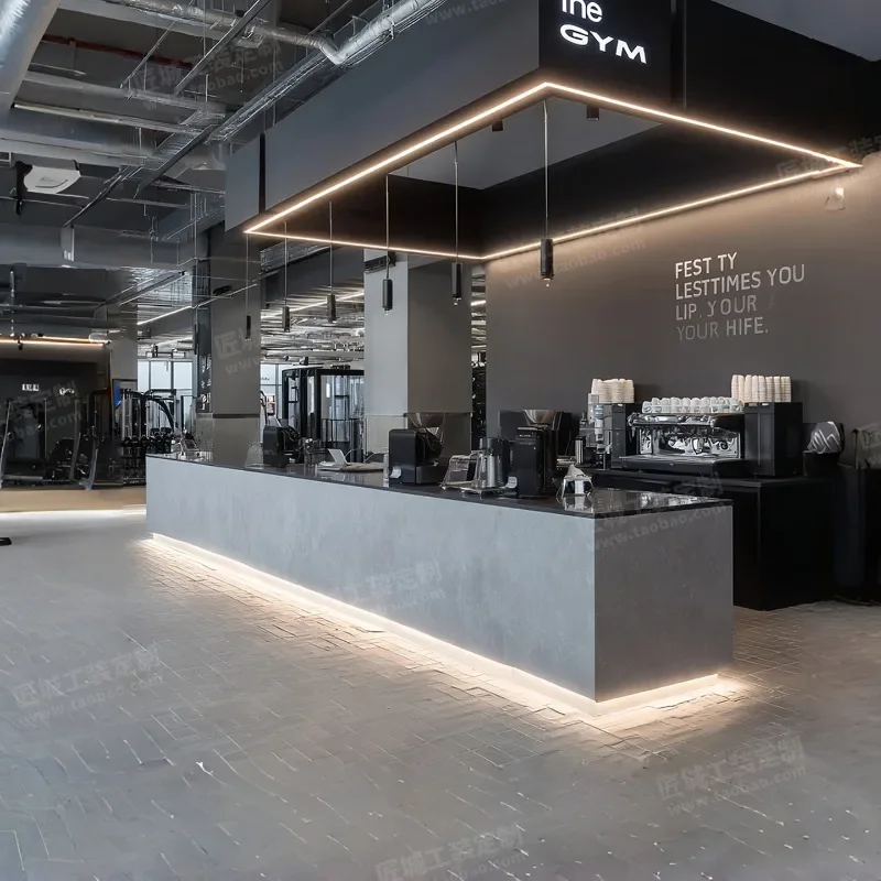 Customized industrial style gym bar checkout page coffee shop barber hotel homestay front desk reception desk commercial