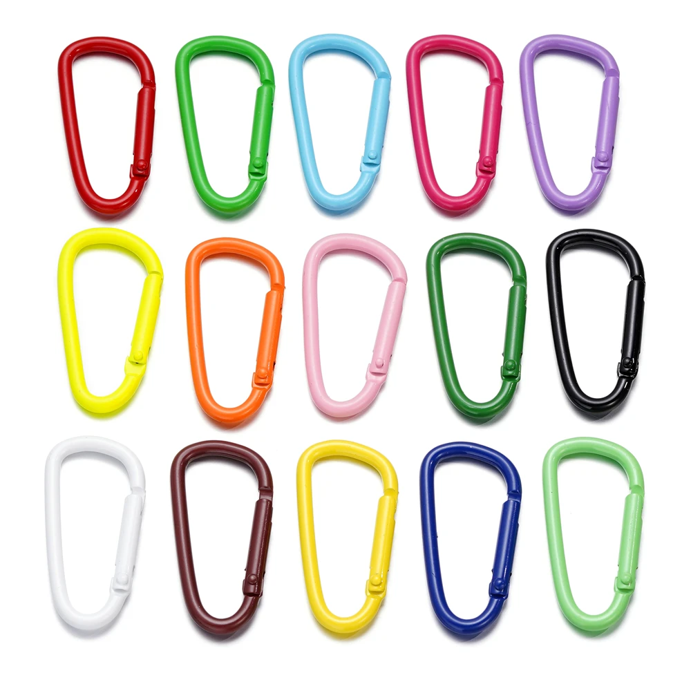 5pcs/Lot 46x23mm D Carabiner Hook Colorful Alloy Keychain Snap Clip Hooks For Making Jewelry Key Ring Connector DIY Findings