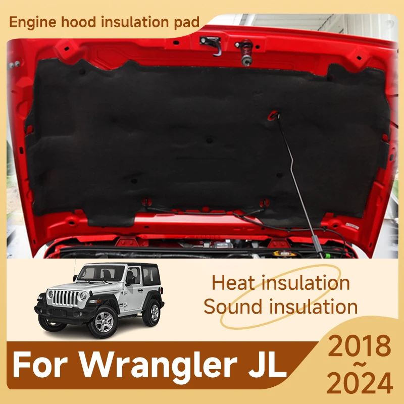 

Front Hood Engine Sound Pads For Jeep Wrangler JL 2018~2024 2023 Sound Mats Front Heats Insulation Cotton Covers Car Accessories