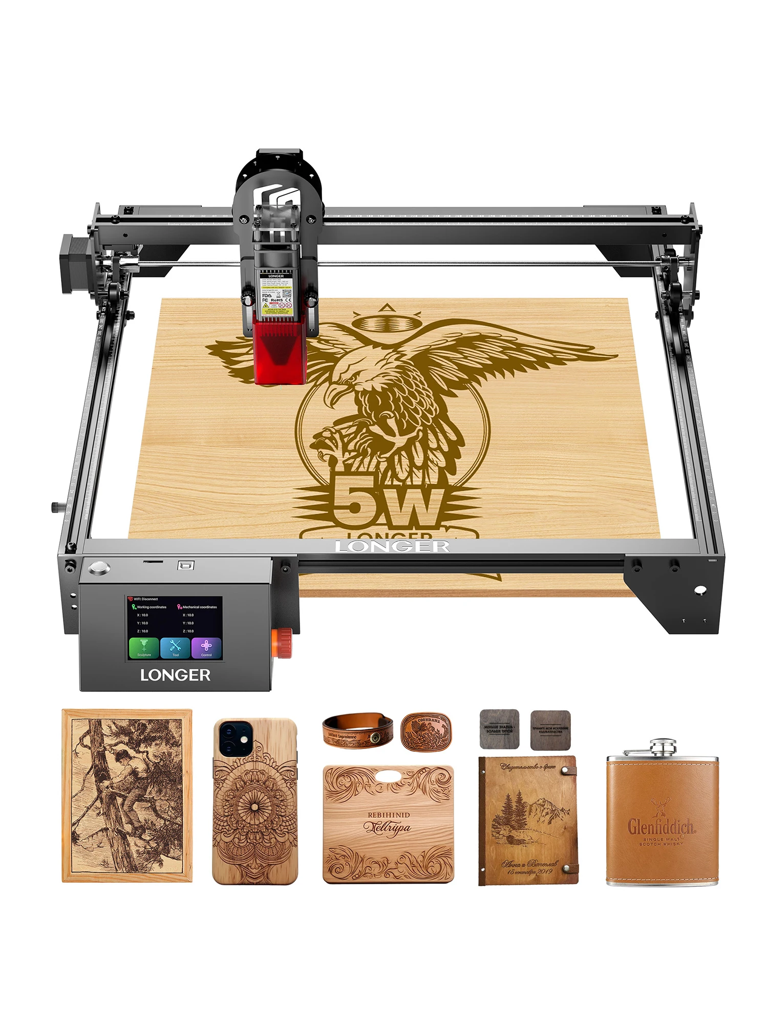 LANGER RAY5 5W Lasergraveermachine 3,5 inch touchscreen 0,08*0,08 mm FAC gecomprimeerde laser offline graveren of snijden precisielaser - afbeelding 2