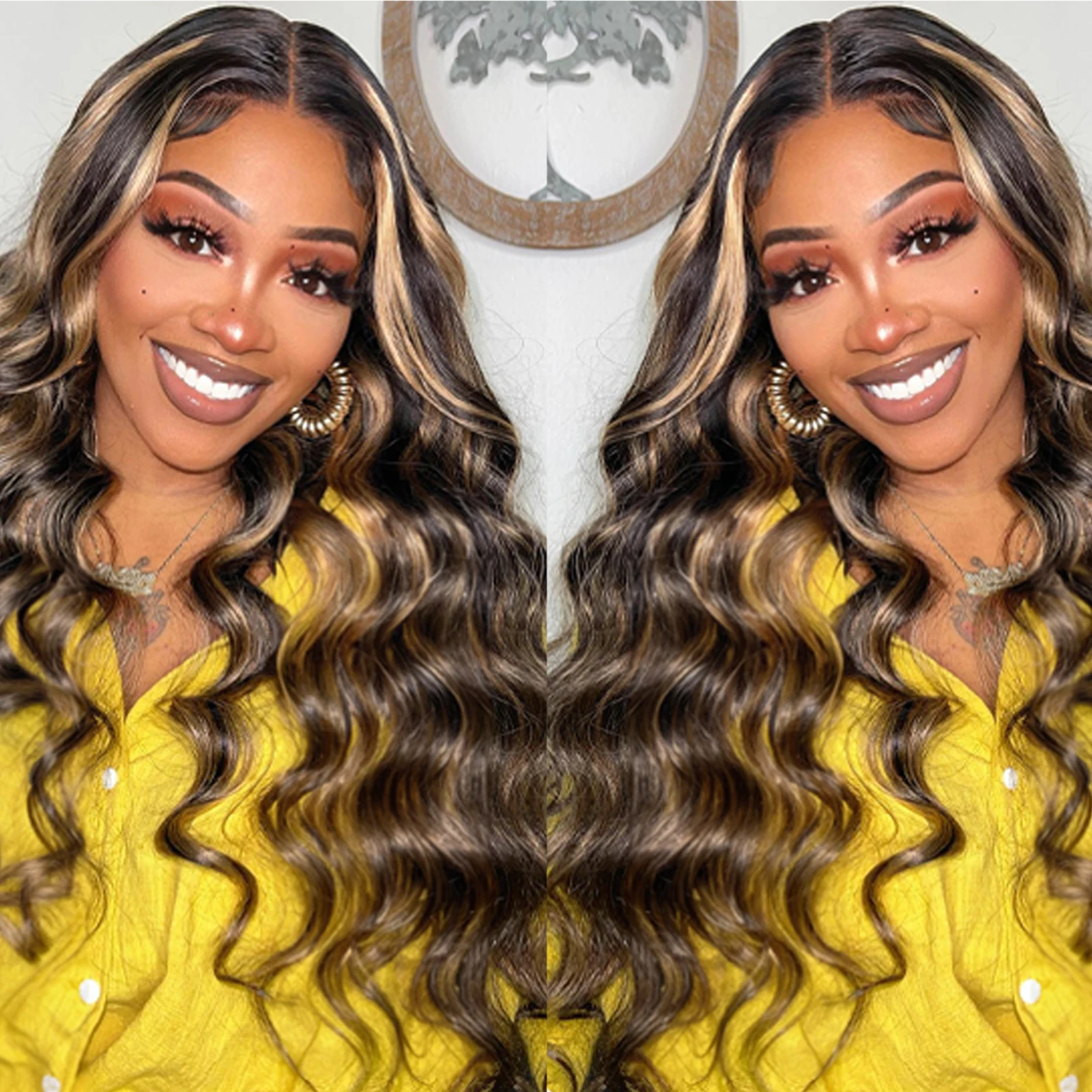 FB/27 Highlight Balayage Wear and Go Glueless Wigs Human Hair 5x5 HD Lace Closure Wigs Pre Cut For Beginners Body Wave Lace Wigs