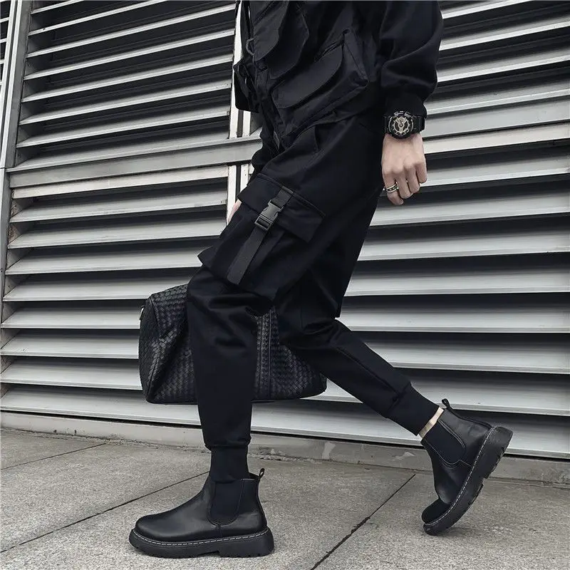 Cargo Pants For Men Sports Joggers Trousers Man Stacked Black Autumn With Chic Elegant Aesthetic Vintage Fashion Street Y2k Emo