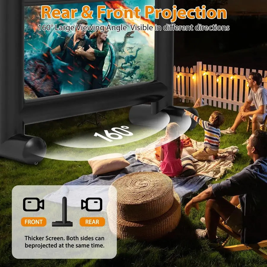 14FT Inflatable Movie Screen Outdoor, Blow Up Projector Screen for Outside Front amp Rear Projection Screens with Blower for Bac