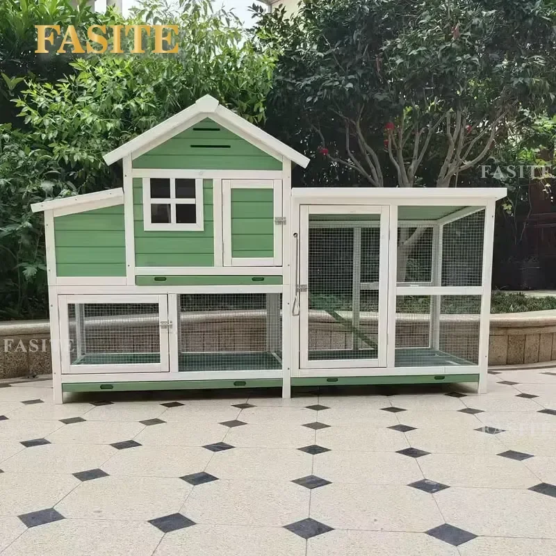 For Guinea Pig Pigeon Chicken Deluxe Double Layer Pet Cage Anti Urine Wood Material Coop for Living Room