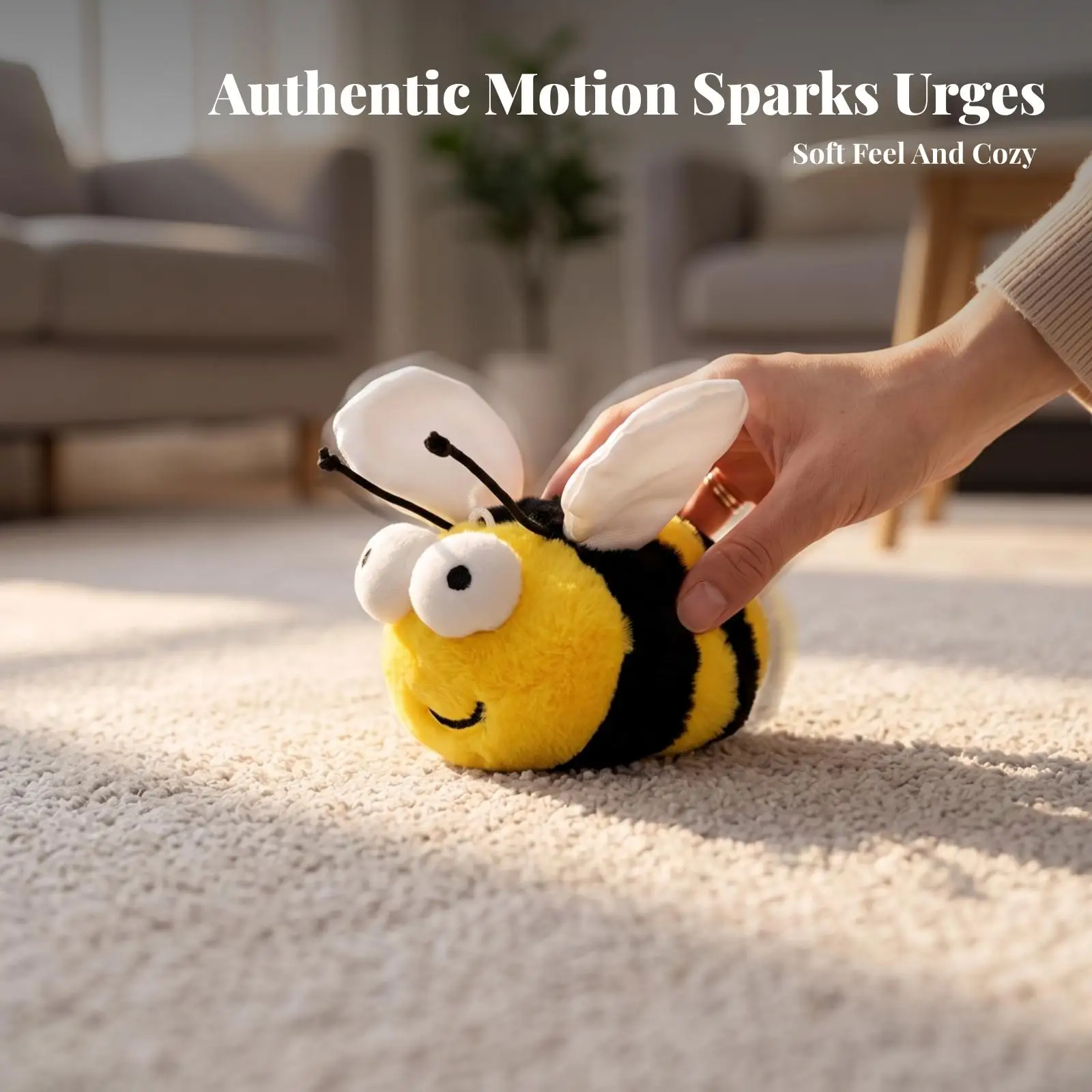 Interactive Cat Plush Toy with USB Rechargeable Motor and Catnip for Indoor Kitten Exercise Fun