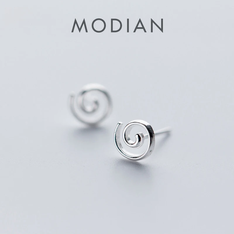 

Modian New Sale 100% Pure 925 Sterling Silver Round Geometric Stud Earrings For Women Sterling Silver Fashion S925 Jewelry Gift