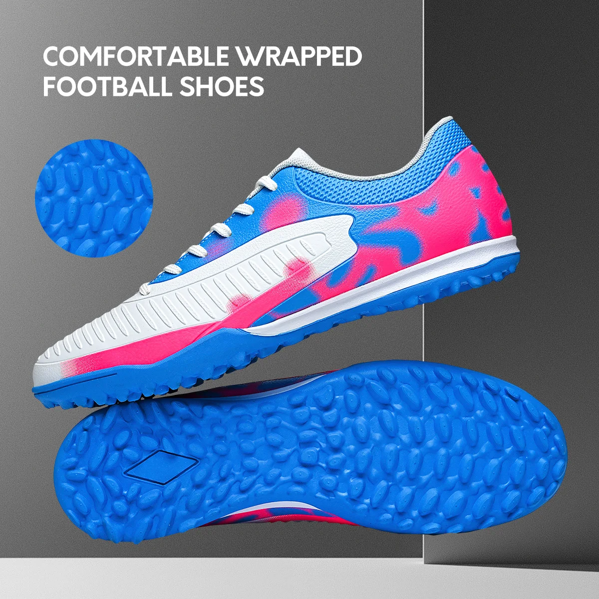 Lightweight Adult TF Short Stud Football Cleats Non‑Slip Turf Soccer Shoes For Artificial Grass Game Sports Training