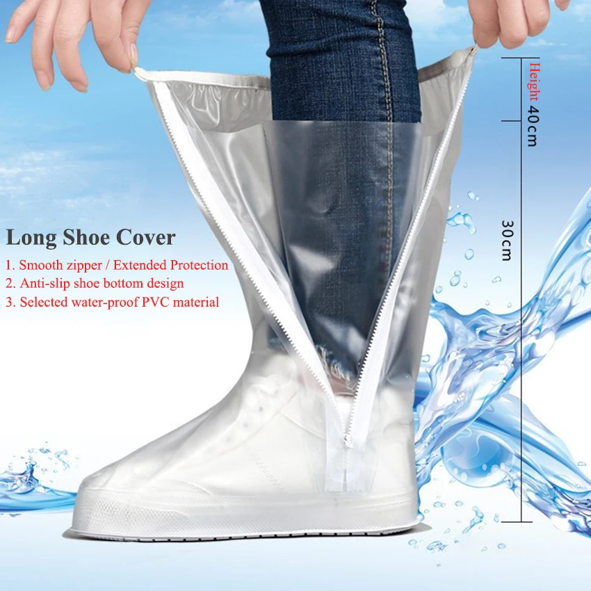 Waterproof Silicone Shoe Covers Long Reusable Non-Slip Wear-Resistant Rain Shoe Protector Anti-Slip Boot For Outdoor Rainy Day