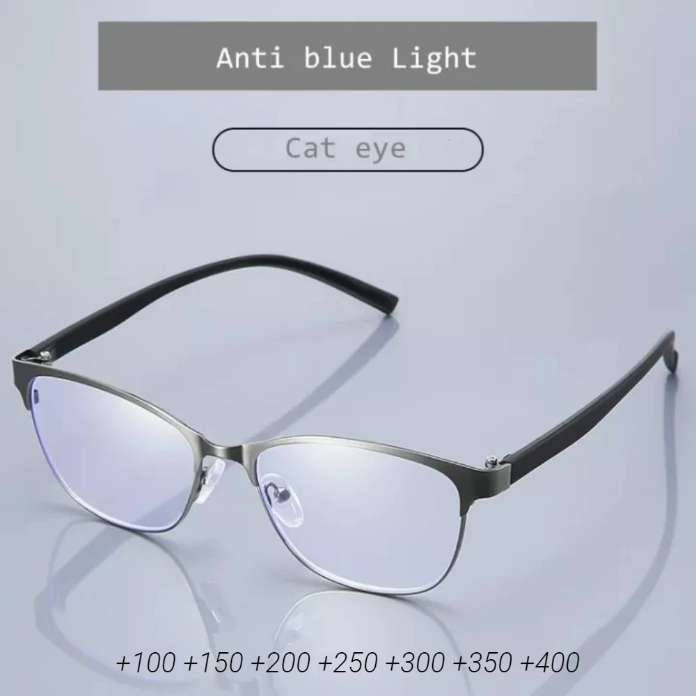 

FG High quality stainless steel eyebrow half frame blue light proof presbyopic glasses +1.0-+4.0