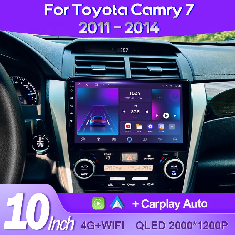 

QSZN для Toyota Camry 8 XV 50 55 2011- 2014 2K QLED Android 13 автомобильный радиоприемник мультимедийный видеоплеер GPS AI голосовой CarPlay 4G стерео