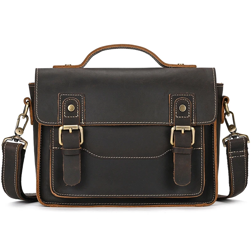 Crazy Horse Leather Retro Shoulder Bag Men Woman Bag Leather Crossbody Bag Men's Genuine Leather Messenger Bag Customzing