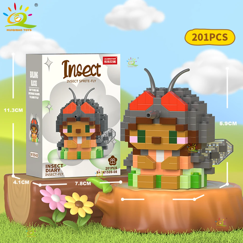 HUIQIBAO Mini Leuke Insect Micro Bouwstenen 3D Diamant Model BEE Slak Baksteen DIY Stad Bouw Speelgoed voor Kinderen Kid Gift